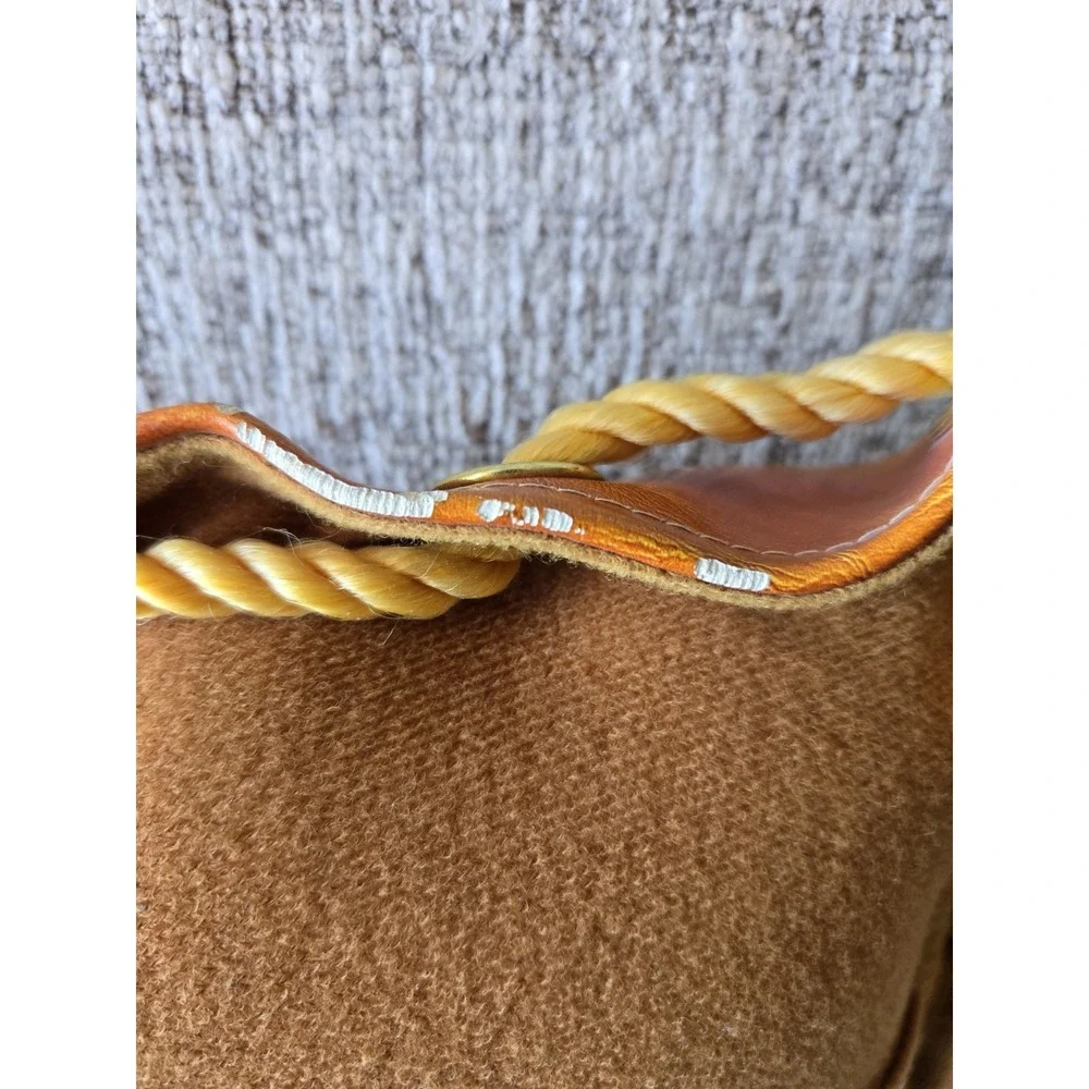 Vintage 1970s Faux Leather Chariot Lounge Cushion Rope‎ Lace Boho Decor UNIQUE